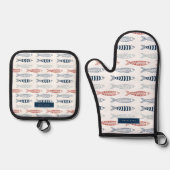 飾り地中海のイワシ名前をカスタムする 鍋つかみ&鍋敷きセット (正面)