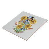 飾り山花ブーケと蝶 タイル (側面)