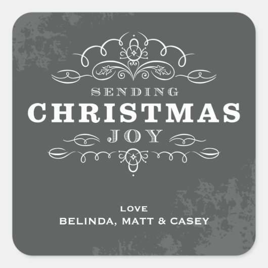飾り巻きラベル：：クリスマスの喜びを送る3 スクエアシール (正面)