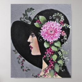 飾り帽子をかぶった女性 ポスター