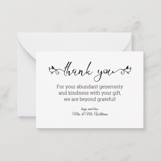 飾り感謝してい台本4枚の写真結婚。 ノートカード (裏面)