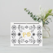 飾り手描きスタイル救日葉書 箔招待状ポストカード (立ち正面)