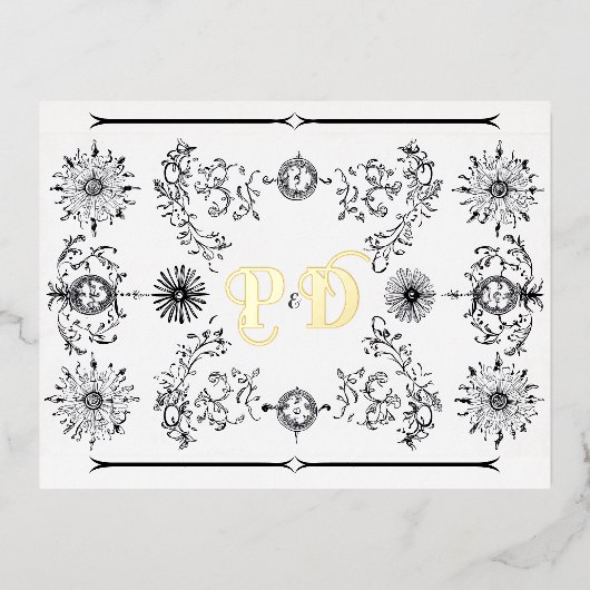 飾り手描きスタイル救日葉書 箔招待状ポストカード (正面)