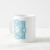 飾り枠のマグカップのカスタムYOUR MONOGRAM コーヒーマグカップ (正面左)