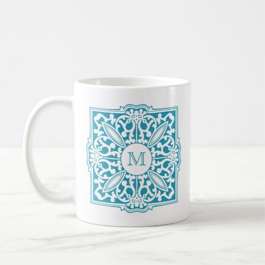 飾り枠のマグカップのカスタムYOUR MONOGRAM コーヒーマグカップ (左)