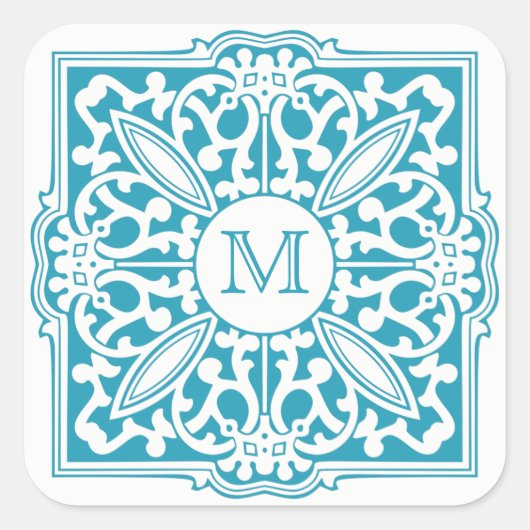 飾り枠のYOUR MONOGRAMカスタムステッカー スクエアシール (正面)