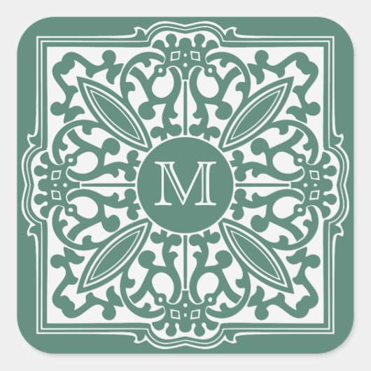 飾り枠のYOUR MONOGRAMカスタムステッカー スクエアシール (正面)