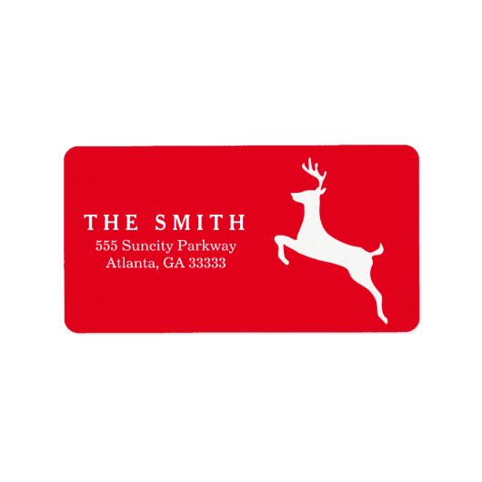 飾り枠トナカイ赤クリスマス ラベル (正面)