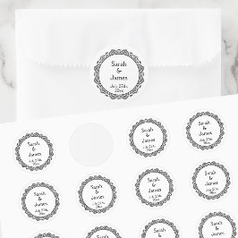 飾り枠パーソナライズされた付き結婚式用シール ラウンドシール