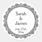 飾り枠パーソナライズされた付き結婚式用シール ラウンドシール (正面)