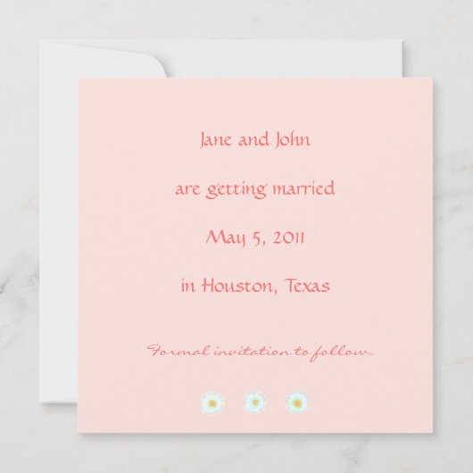 飾り枠付きデイジーのSave the Dateテンプレート 招待状 (裏面)