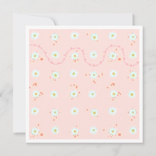 飾り枠付きデイジーのSave the Dateテンプレート 招待状 (正面)