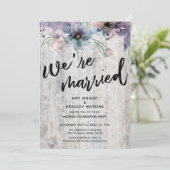 飾り気のない木の板 花 ライト 私たちは結婚しました 招待状 (スタンド正面)