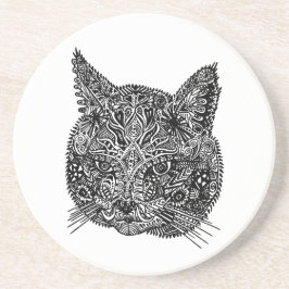 飾り猫頭砂岩コースター コースター