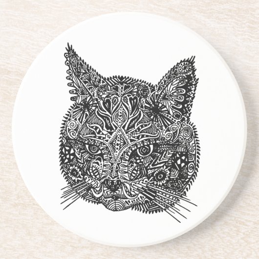 飾り猫頭砂岩コースター コースター (正面)