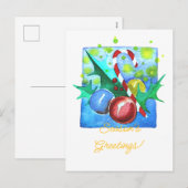 飾り玉の付いた季節のグリーティングカード シーズンポストカード (正面/裏面)