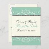 飾り玉、アイボリー結婚式の日付を保存 案内ポストカード (正面/裏面)