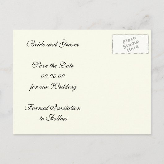 飾り玉、アイボリー結婚式の日付を保存 案内ポストカード (裏面)