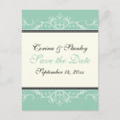 飾り玉、アイボリー結婚式の日付を保存 案内ポストカード (正面)