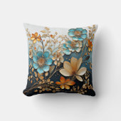 飾り磁器のような花模様 クッション (正面)