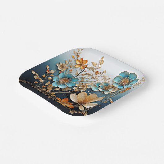 飾り磁器のような花模様 ペーパープレート (傾斜あり)