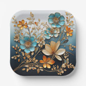 飾り磁器のような花模様 ペーパープレート (正面)