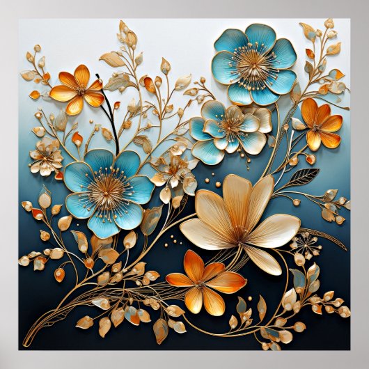 飾り磁器のような花模様 ポスター (正面)