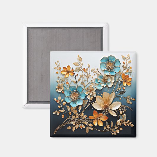 飾り磁器のような花模様 マグネット (正面/裏面)