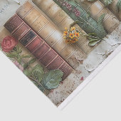 飾り立てた花の付いた古い本の棘 薄葉紙 (詳細)