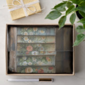 飾り立てられた花を持つ古い本の列 薄葉紙 (ギフト)