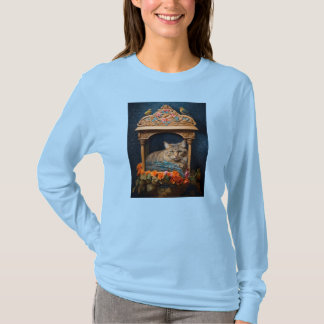 飾り箱と花の羽毛虎猫 Tシャツ