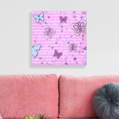 飾り紫と青の蝶 キャンバスプリント (インサイチュ (リビング))