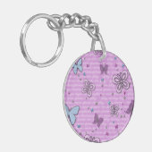 飾り紫と青の蝶 キーホルダー (正面左)