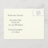 飾り縁どのピンクとアイボリーの日付を保存 案内ポストカード (裏面)