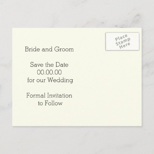 飾り縁どのピンクとアイボリーの日付を保存 案内ポストカード (裏面)