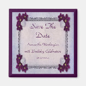 飾り花とハート誕生日日付を保存 マグネット (正面)