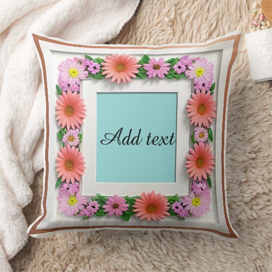 飾り花枠 クッション (ブランケット)