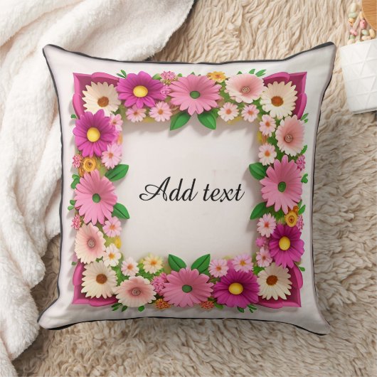 飾り花枠 クッション (ブランケット)