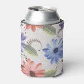 飾り花油絵を描タイル。 缶クーラー (缶正面)