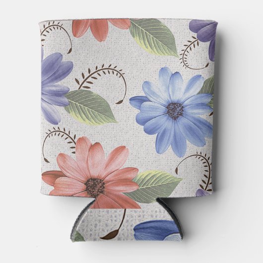 飾り花油絵を描タイル。 缶クーラー (正面)