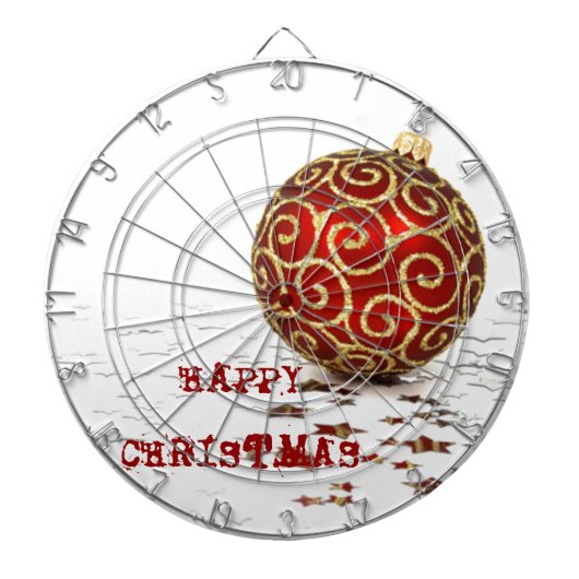 飾り赤いクリスマスボール ダーツボード (正面)