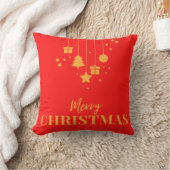 飾り赤と白のクリスマスツリー クッション (ブランケット)