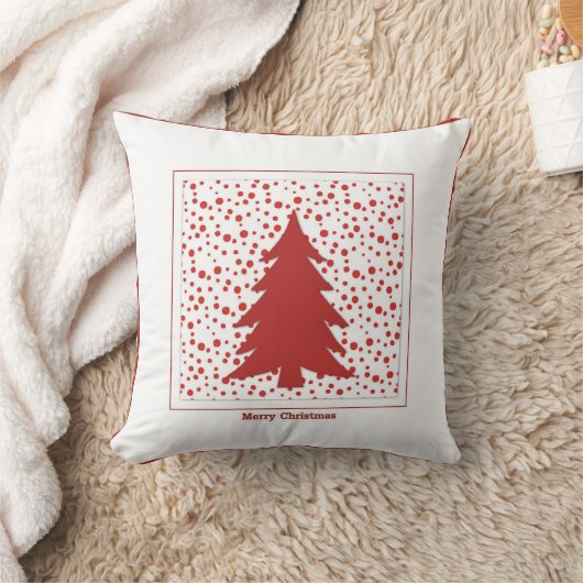 飾り赤と白のクリスマスツリー クッション (ブランケット)