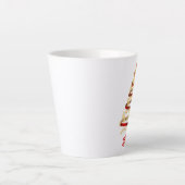 飾り赤と金ゴールドクリスマスツリー カフェラテマグ (正面)