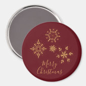 飾り金の雪の結晶メリークリスマス マグネット (正面/裏面)