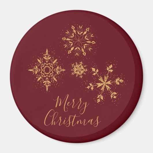 飾り金の雪の結晶メリークリスマス マグネット (正面)