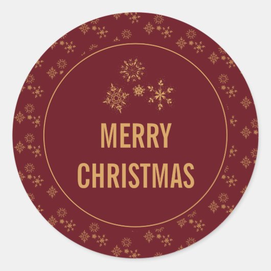 飾り金の雪の結晶メリークリスマス ラウンドシール (正面)