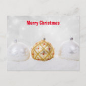 飾り金ゴールドと銀玉メリークリスマス シーズンポストカード (正面)
