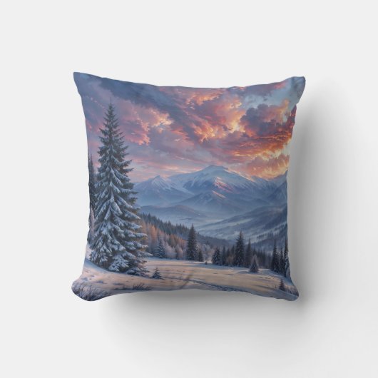 飾り雪の青と白の雪メリークリスマス クッション (正面)