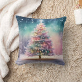 飾り雪の青と白の雪メリークリスマス クッション (ブランケット)